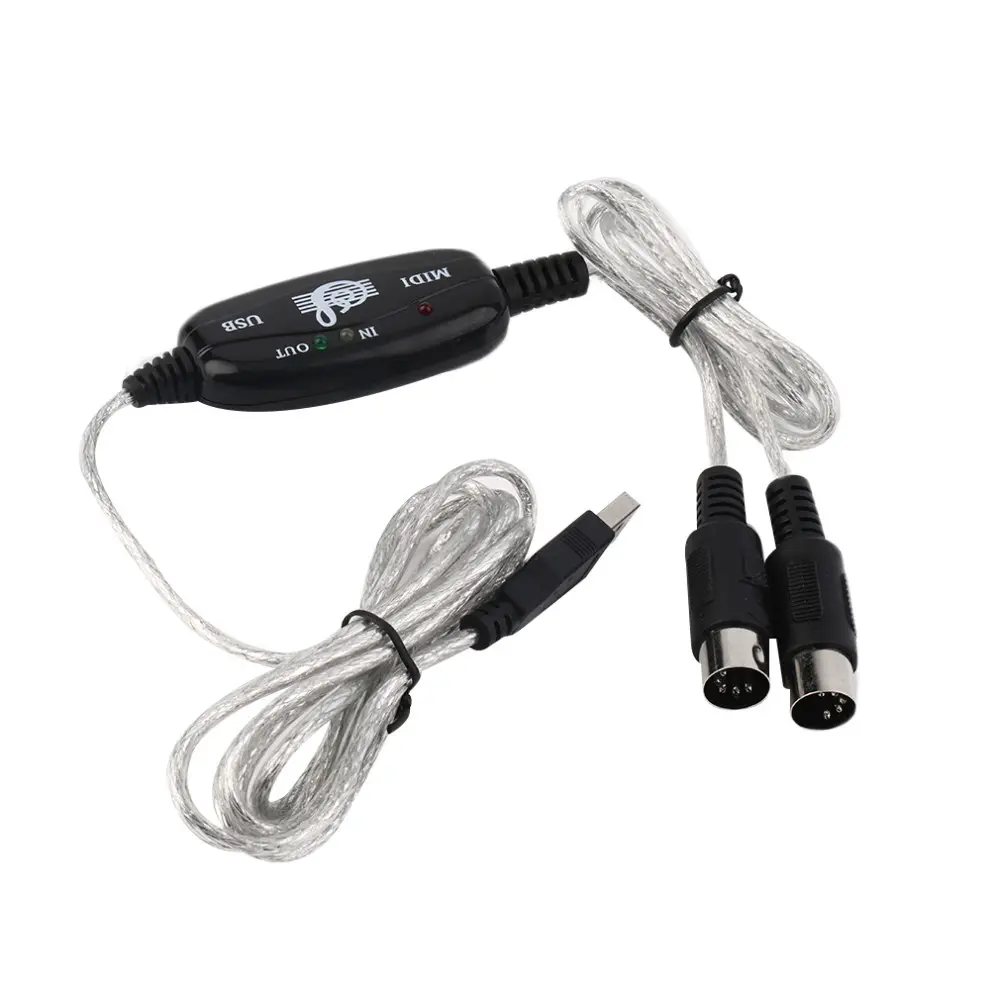 Kabel konverter antarmuka MIDI USB IN OUT baru grosir kabel adaptor Keyboard musik