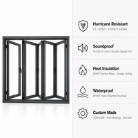Fenêtre pliante résidentielle pour balcon, en aluminium à rupture de pont thermique 5+20A+5, faible émissivité, insonorisée, résistante aux ouragans, CE NFRC pour la maison