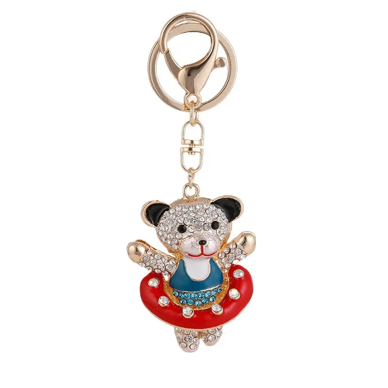 Swim ring bear key chain pendant fit small bag high quality car key chain pendant for bags jewelry popular 3d jewelry