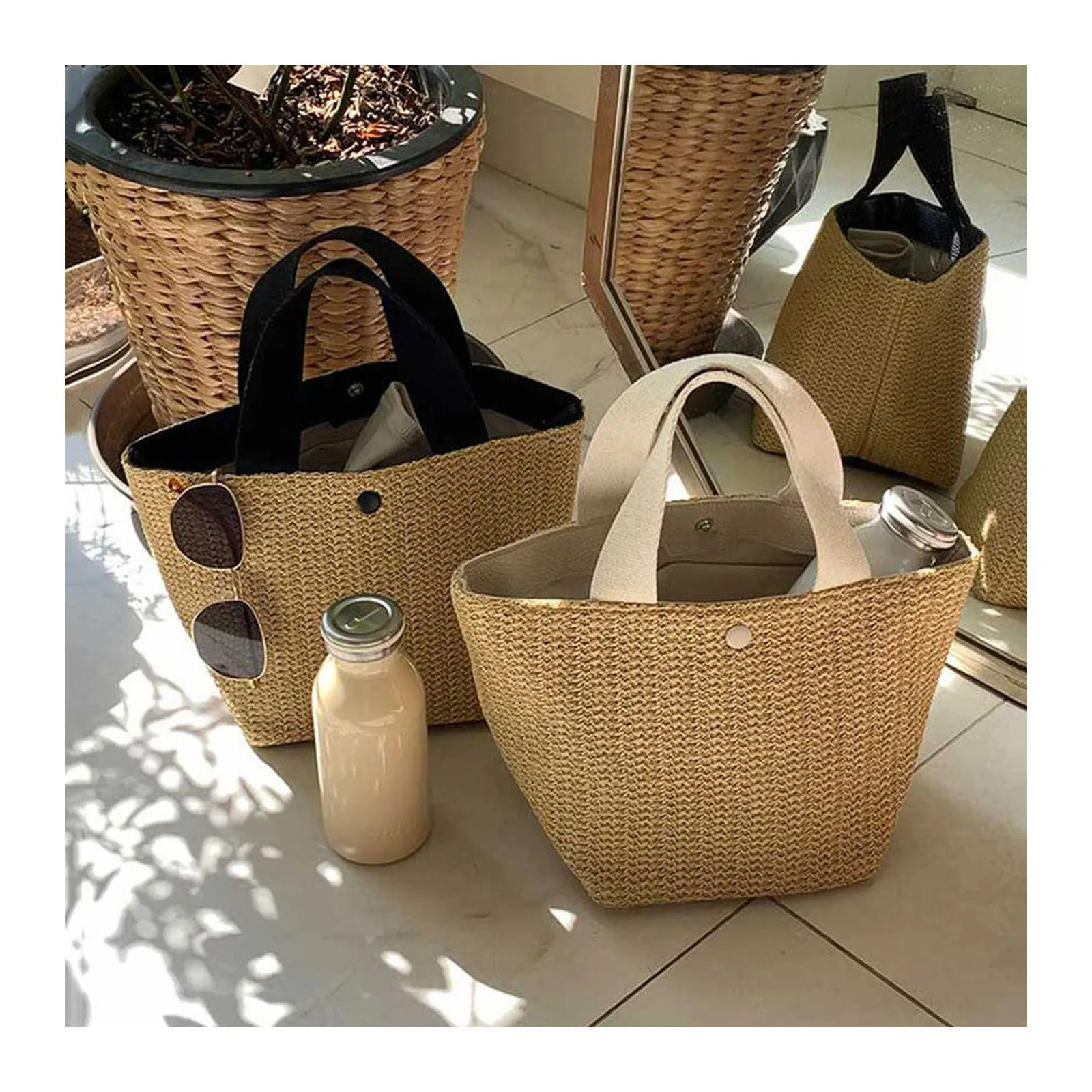 Round ротанга сумки для женщин, сумка через плечо, Соломенная пляжная сумка, в винтажном стиле, оптовая продажа