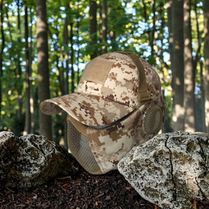 Masque tactique respirant en fil d'acier demi-visage pour les amateurs de plein air, masque en maille pliable pour <span class=keywords><strong>airsoft</strong></span>, chapeau - Product Image 5