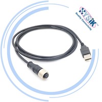 Cable USB A macho A M12, 4 pines, A prueba de agua IP67, 4 pines, 5 pines, conector blindado