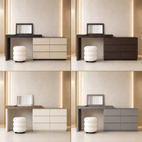 Meuble de toilette moderne en contreplaqué pour chambre à coucher, avec rangement intégré, design extensible, hauteur réglable, table de maquillage écologique pour bureau