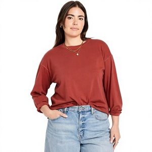 T-shirt à manches longues pour femme, col rond, en jersey doux de qualité supérieure, décontracté, personnalisable, vente en gros, fournisseur de vêtements direct usine - Product Image 3