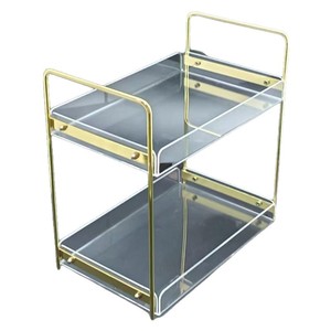 <b>Acrylic</b> Double Layer <b>Storage</b> Rack 30x19x31cm For Office Desktop Cosmetic Organizer Tiered Shelf Eco Friendly - Product Image 3