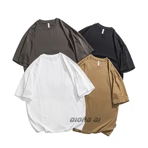 Basic cotton short sleeve men 2024 summer solid color casual loose t-shirt men