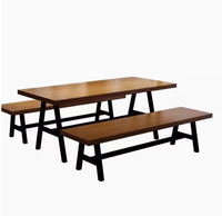 Combinaison de chaise de Table longue en bois pour hôtel pour Restaurant café cantine Hotpot Table à manger banc ensemble