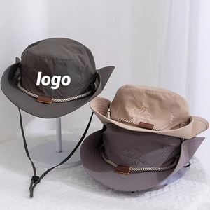 Summer Outdoor Camping Quickdry Hiking Caps for Men <b>Women</b> Japanese Drawstring Fishing Sun <b>Hat</b> Western Cowboy Style - Product Image 2