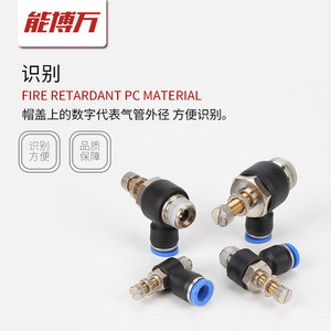 Vanne de régulation de vitesse à connexion rapide SL4-M5, vanne de régulation pneumatique à connexion rapide pour tuyau d'air pour média gazeux, tailles 6-01 8-02 10-04 - Product Image 4