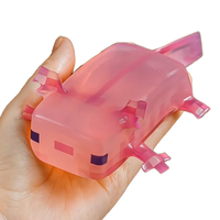 Jouet sensoriel anti-stress en TPR, axolotl rose transparent, jouet à presser pour le bureau