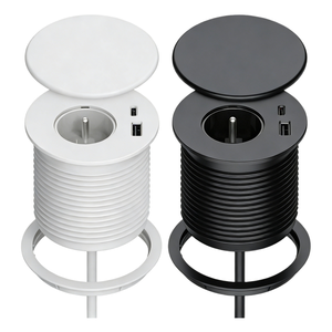 <span class=keywords><strong>Prise</strong></span> encastrée personnalisée avec couvercle et port <span class=keywords><strong>USB</strong></span> pour table de chevet, meuble ou <span class=keywords><strong>bureau</strong></span> – <span class=keywords><strong>Prise</strong></span> de courant ronde encastrée - Product Image 1
