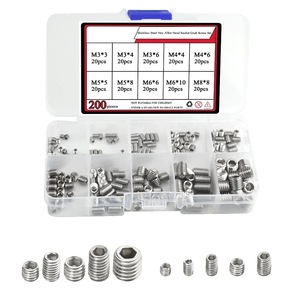 Stainless Steel Hex Allen Head Socket <b>Grab</b> <b>Screw</b> Set M3 M4 M5 M6 M8 200 Pieces Metric Fully Threaded Right Hand - Product Image 1