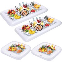 Bar à glace gonflable en PVC, plateau à glace pour fête en piscine transfrontalière, plateau à fruits blanc, seau à boissons, réservoir à glace gonflable