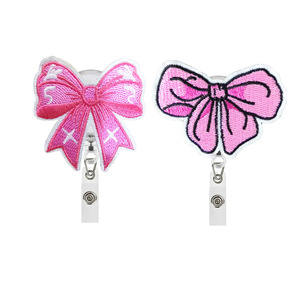 Porte-clés en tissu avec attache transparente anti-perte pour badge nominatif et carte d'identité, avec boucle à tirer facile et nœud en feutre, en gros, en stock - Product Image 1