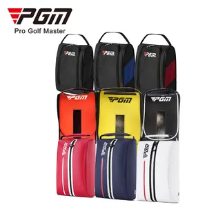 Bolsa de sapato de golf personalizada pgm com zíper, bolsa impermeável de nylon de sapato de golfe feita em couro com logotipo personalizado