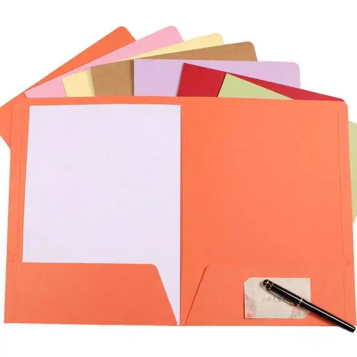 Custom Logo Full Colours A4 Size Manila Paper File Folder With pocket and Business Slots