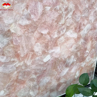 Dalle de marbre rose translucide en quartzite cristallin pour mur d'accentuation, éclairage et table à manger
