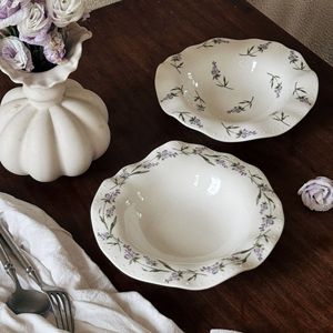 Assiettes profondes pour salade, fruits, soupes et pâtes, style rétro, motif végétal lavande française, faites à la main, pour la maison - Product Image 2