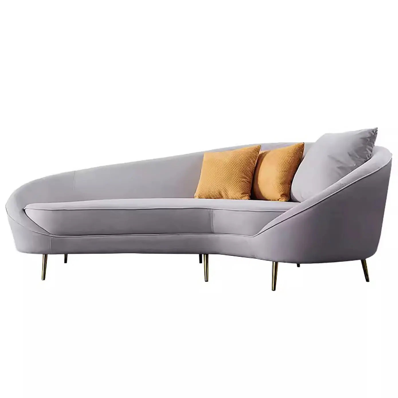 Sala de recepción de moda sofá cama curvo de tela para tres personas sofá de lujo ligero posmoderno creativo y no convencional