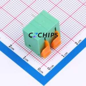 MX142R-7.62-02P-GN01-Cu-A Spring Terminal Block Bent Lead Through Hole,P=7.62mm Connector 1x2P 7.62mm Green Right Angle Insert - Product Image 2