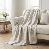 Tissu chenille 200 GSM, 50*60 pouces, 100% polyester, motifs et couleurs personnalisés, couverture en jacquard tissé à fleurs