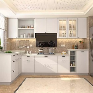 Sleek Minimalist Modern Aluminum Alloy <strong>White</strong> Kitchen <strong>Cabinets</strong> Hidden Hinge Modular Storage for <strong>Small</strong> Apartment Young Families - Product Image 3
