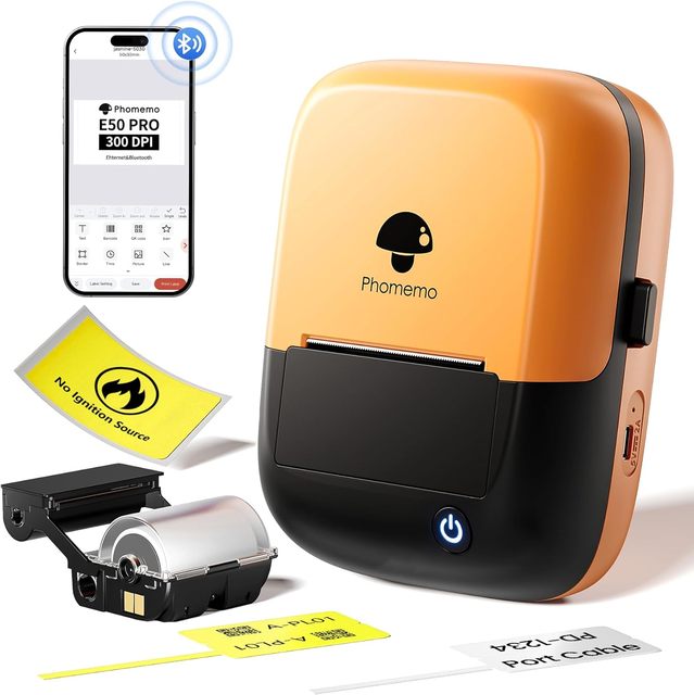 Rechargeable 2600mAh Wire and Cable Labeling Machine Phomemo Industrial Label Maker E50 Pro Bluetooth Portable Label Printer
