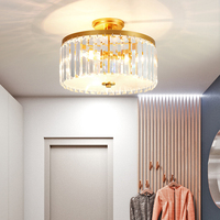 Plafonnier LED moderne et économique en fer, cristal et acrylique, finition dorée, garantie 2 ans, certifié RoHS, chambre à coucher, salon