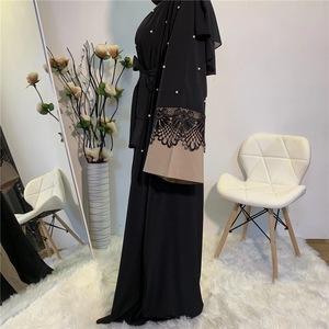 Abito di perle nere cucite con un abito Patchwork a colletto singolo le donne musulmane vestono abiti islamici <span class=keywords><strong>online</strong></span> - Product Image 3