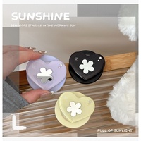 Support de téléphone magnétique rétractable en forme de cœur avec strass et miroir, couleur unie, anneau télescopique, support de bureau, style coréen
