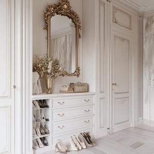 <span class=keywords><strong>Mueble</strong></span> Zapatero de Estilo Francés Tradicional Moderno para Sala de Estar, Almacenamiento Modular Personalizado para Toda la Casa con Puertas Integradas de Mimbre Tejido - Product Image 1