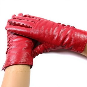 Guantes de piel de oveja rojos de moda, estilo opera, sin forro, para invierno, fiestas al aire libre, para mujer, uso casual. - Product Image 6