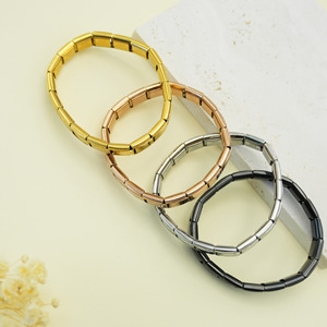 Bracciale Modulare Unisex con Catena Elastica Quadrata in Acciaio Placcato Oro, Gioiello Fai-da-Te, Regalo, Produzione Diretta, Pronta Consegna - Product Image 2