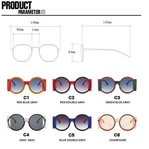 Lunettes de soleil rondes rétro pour femmes, monture large, double couleur, UV400, personnalisables avec logo, collection 2025 - Product Image 6