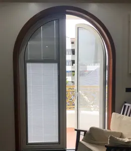 Pintu tingkap bentuk khusus desain modis sederhana ayunan ganda aluminium lubang luar pintu Prancis aluminium