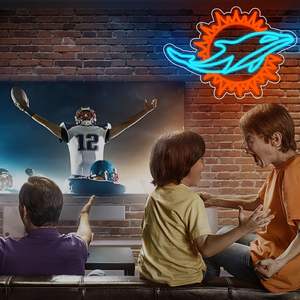 Enseigne néon LED Miami Dolphins pour décoration murale, lumière néon à intensité variable, logos de l'équipe bleu glace pour la décoration de la cave des hommes - Product Image 4