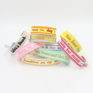 Pulsera de Cuerda Trenzada de Colores Hecha a Mano Ajustable con Logotipo Personalizado Bordado Correa de Amistad Trenzada Unisex - Product Image 4