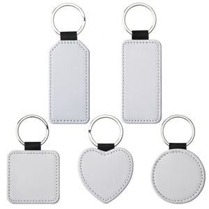 Sublimation Blank Keychain PU Leather White Keychains Ornament Pendants for Man Women Crafts Heat Transfer Keyring - Product Image 4