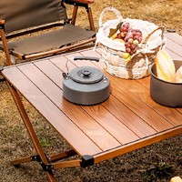 BNcompany Aluminium Pliant Portable Table Basse Oeuf Rouleau Mobilier D'extérieur pour Pique-Nique Pelouse Jardin Camping