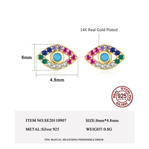 Pendientes Pequeños de Circonita Multicolor CZCITY 2026, Joyería de Plata de Ley con Circonita Cúbica Colorida para Mujer - Product Image 2