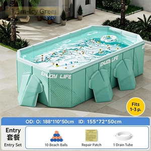 Piscina Plegable de PVC para Niños con Soporte Rígido, Toldo y Tobogán Acuático para Jardín - Product Image 6