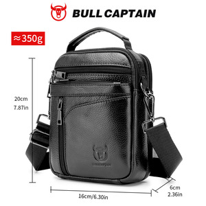 กระเป๋าหนังแท้คุณภาพสูง BULLCAPTAIN สำหรับผู้ชาย กระเป๋าสะพายข้างทรงวินเทจขนาดใหญ่ หนังวัวแท้ ดีไซน์พกพาสะดวกพร้อมซิป - Product Image 6