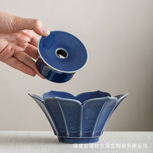 Support à théière en céramique en forme de lotus, design rétro en porcelaine, pour servir le thé et les fruits - Product Image 1