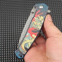 Couteau pliant tactique de survie en plein air, fabrication OEM, pour la défense personnelle, manche en alliage d'aluminium, motif imprimé en 3D