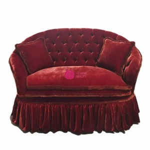Canapé Yicheng Beauty de style Empire français pour salon, capitonné <span class=keywords><strong>à</strong></span> boutons, rouge, avec pompons, idéal pour hall d'hôtel, en vente - Product Image 6