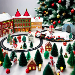 Mini tren eléctrico de Navidad con escena de Papá Noel DIY de 260CM hecho a mano con pista de desmontaje y caja de plástico portátil - Product Image 4