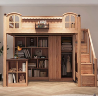Lit superposé moderne en bois massif avec rangement intégré, écologique, durable et confortable pour enfants, idéal pour petits appartements, écoles et hôtels