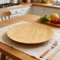 Assiettes jetables rondes en bois pour restaurant et école – Ensemble d'assiettes et de plats pour la cuisine
