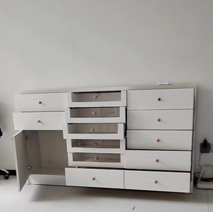 Meuble de salon moderne en bois blanc avec tiroirs de rangement au sol pour vernis à ongles et colle, idéal pour les salons de beauté - Product Image 4