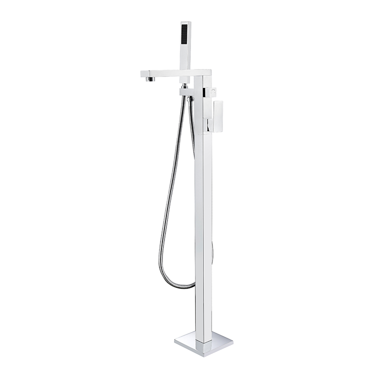 Free Standing Complete Set Square Brass Bathtub Faucet